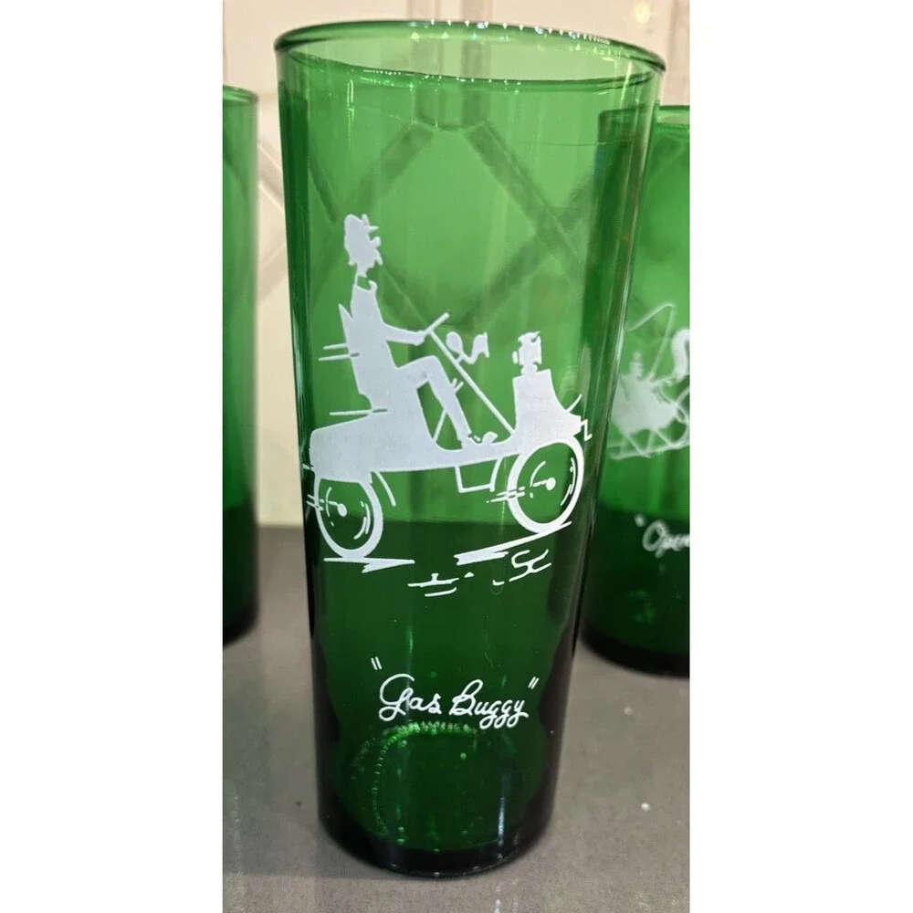 Vintage 1950's - 1960's Anchor Hocking Green Highball Glasses -  Mix & Match